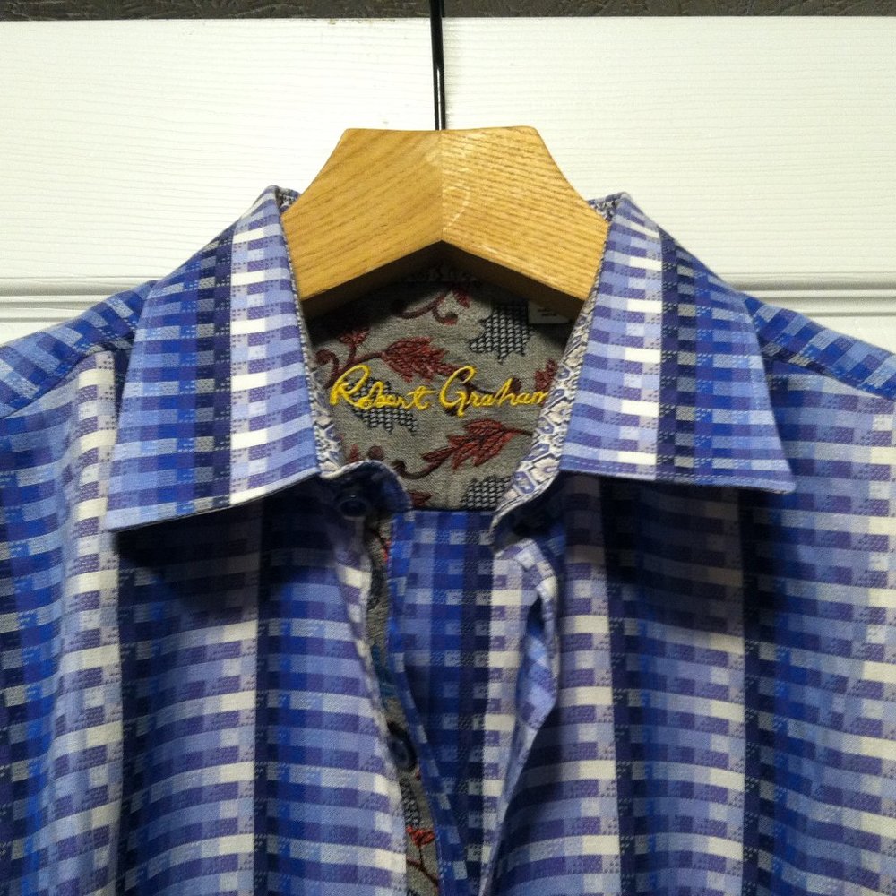 ROBERT GRAHAM MENS NEW BLUE 100%COTTON LONG SLEEVE CASUAL SHIRT SIZE: XL